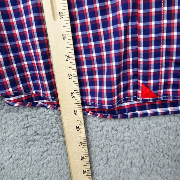 UNTUCKit Men's Blue Red Check Button Up Performance Shirt Stuhlmuller Size L - Picture 9 of 12